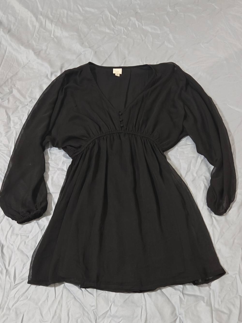 a new day Black V-Neck Long Sleeve Mini Dress